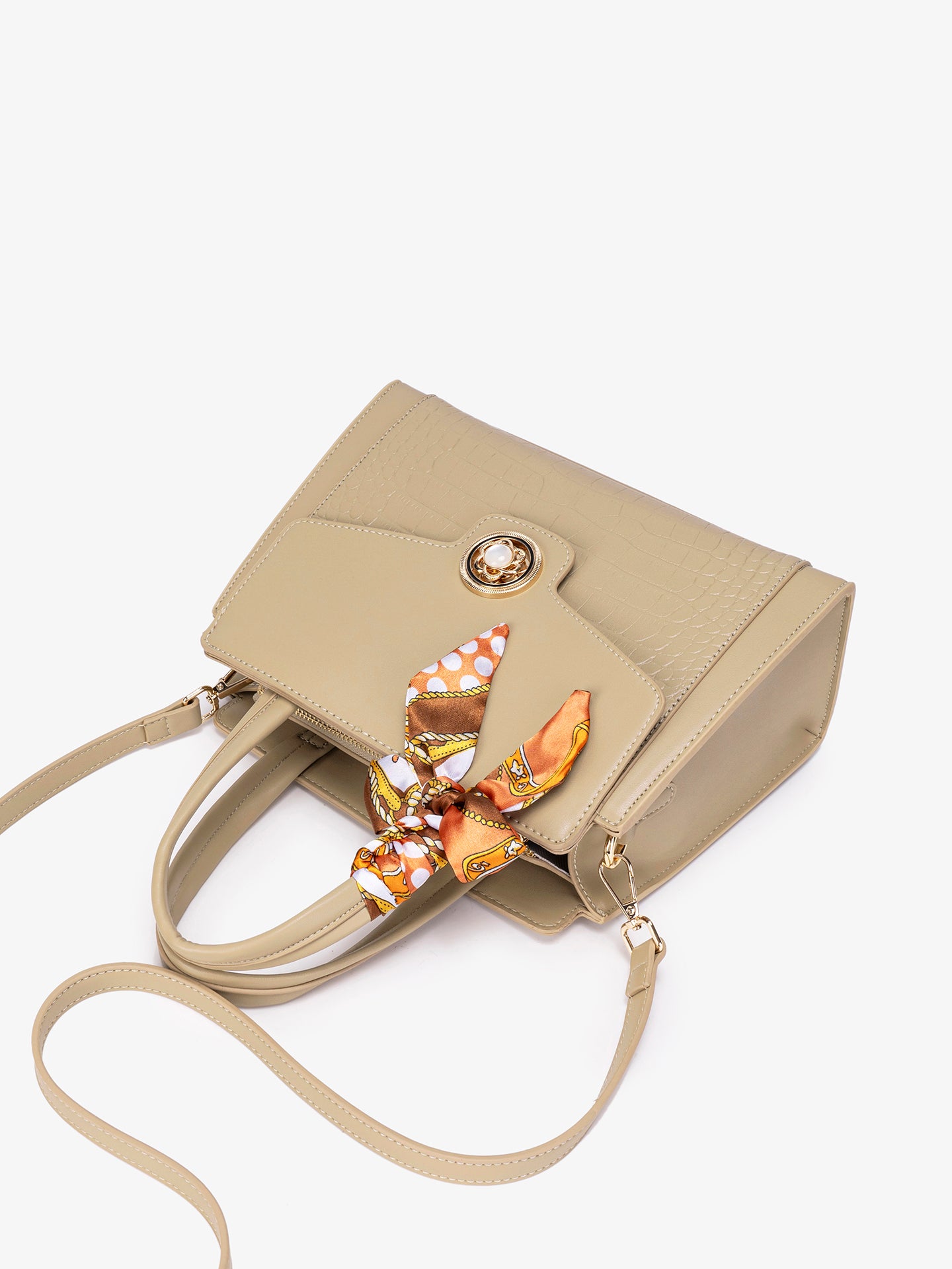 Sophisticated Croc Embossed Vegan Eco-Leather Satchel Clutch Bag