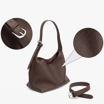 Borsa hobo a secchiello versatile in vera pelle con tracolla regolabile