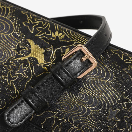 Opulent Crane Pattern Vegan Eco-Leather Clutch Bag