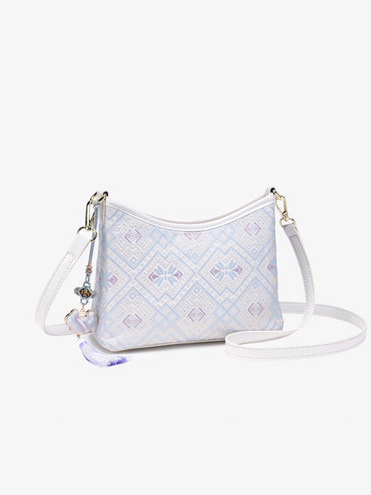 Graceful Geometric Vegan Eco-Leather Clutch Bag with Tassel Charm