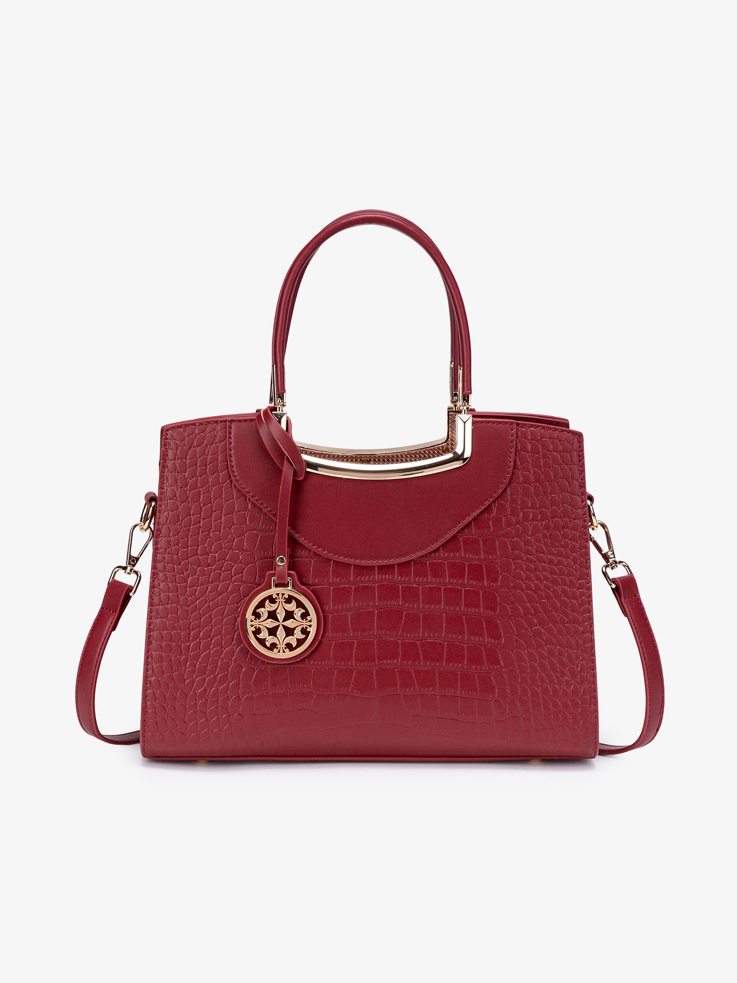 Stately Croc Vegan Eco-Leather Clutch Bag With Detachable Strap