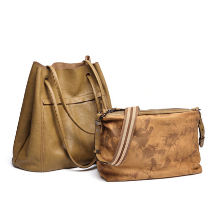 Artisanal Soft Genuine Leather Tote Clutch Bag