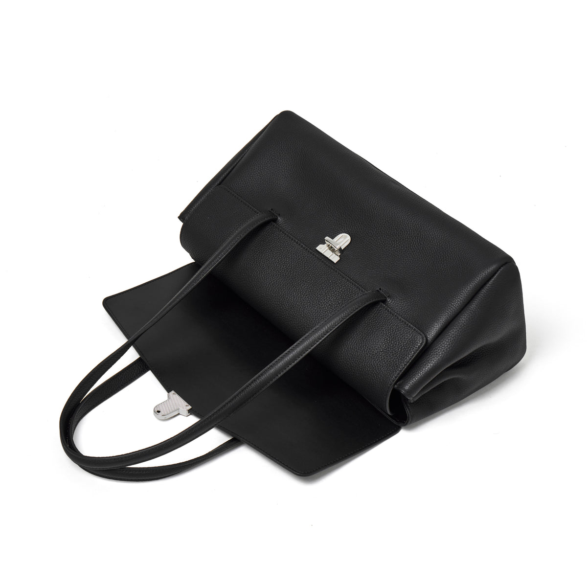 Sac pochette fourre-tout en cuir véritable à texture grainée grain de riz élégante