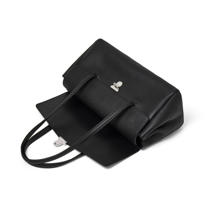 Sac pochette fourre-tout en cuir véritable à texture grainée grain de riz élégante