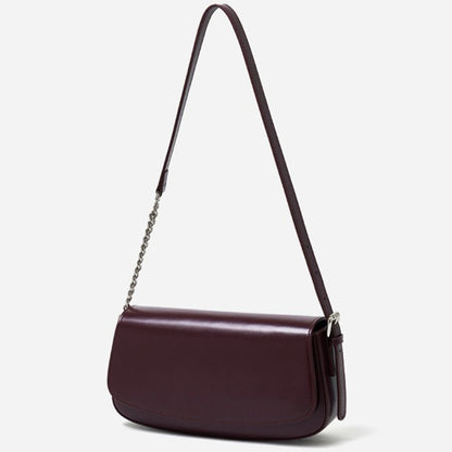Minimalist Vintage Genuine Leather Baguette Saddle Bag