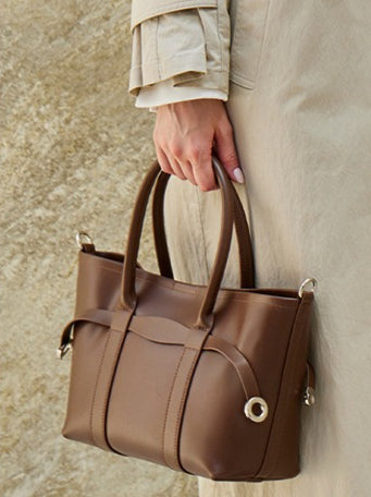 Italian Luxury Plain Genuine Leather Cowhide Large Tote Crossbody Bag