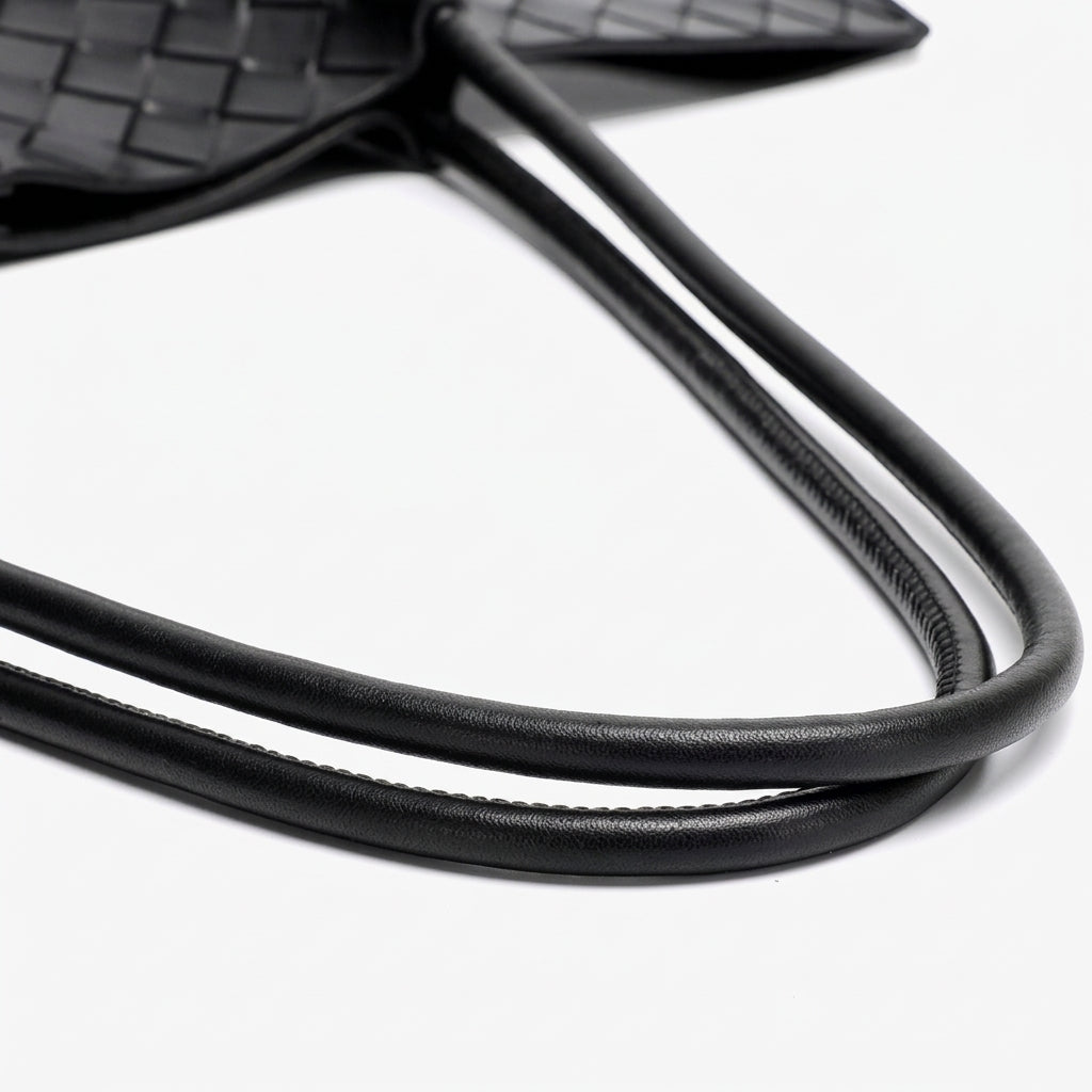 Minimalist Woven Genuine Leather Spacious Tote Clutch Bag