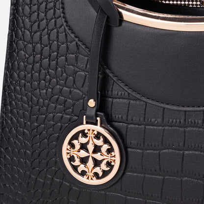 Bolso clutch clásico de cuero ecológico vegano con patrón de cocodrilo
