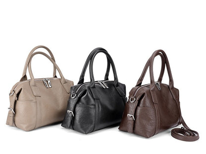 Minimalist Barrel Genuine Leather Satchel