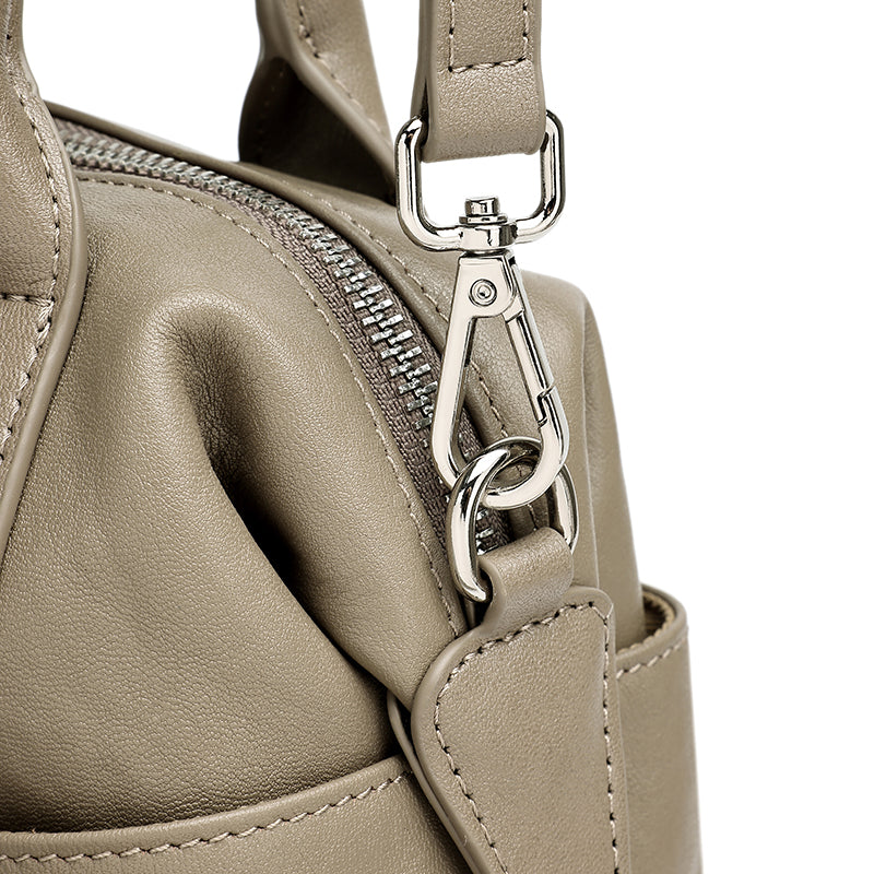 Effortless Genuine Leather Commuter Boston Clutch Bag