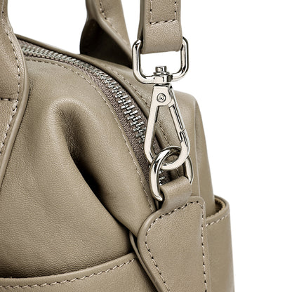 Effortless Genuine Leather Commuter Boston Clutch Bag