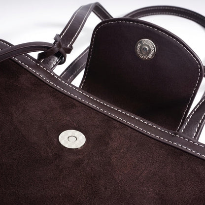 Urban Suede Genuine Leather Mini Tote Clutch Bag