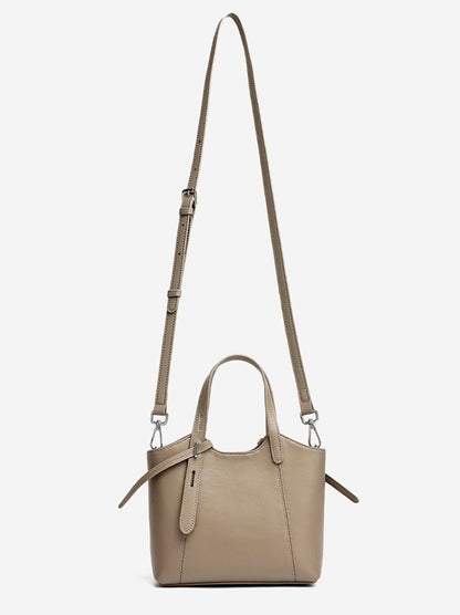 Sleek Genuine Leather Mini Bucket Clutch Bag with Adjustable Straps