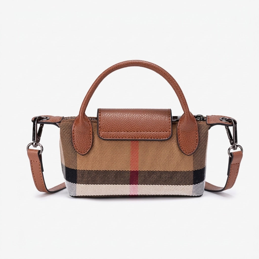 Vintage Plaid Vegan Eco-Leather Mini Clutch Bag
