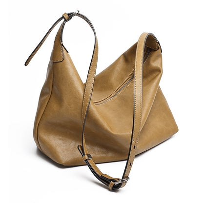 Supple Slouchy Genuine Leather Crescent Hobo Clutch Bag