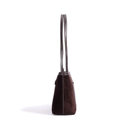 Urban Suede Genuine Leather Mini Tote Clutch Bag