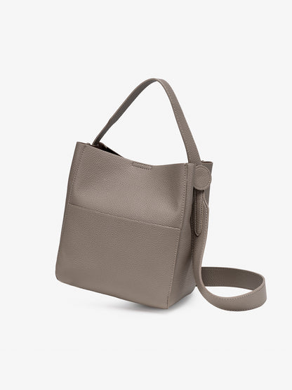 Supple Pebbled Vegan Eco-Leather Bucket Clutch Bag