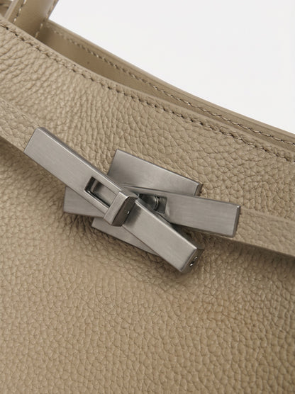 Ampia borsa tote a secchiello versatile in vera pelle Kelly sofisticata
