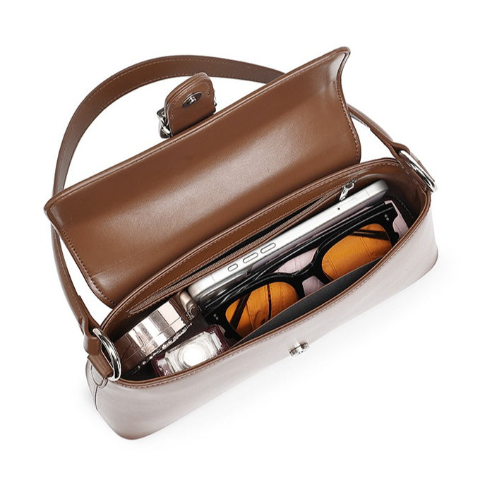 Retro Genuine Leather Baguette Clutch Bag