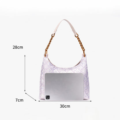 Artisanal Geometric Vegan Eco-Leather Hobo Chain Bag