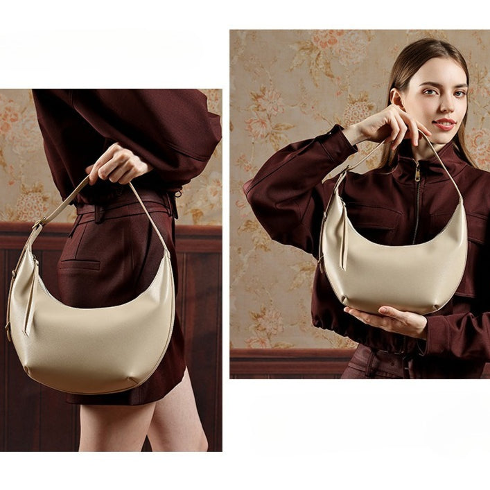 Niche Timeless Genuine Leather Dumping Bag With Unique Oil Waxed Patina
