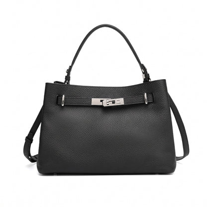 Sleek Genuine Leather Satchel Clutch Bag