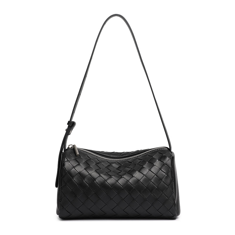 Minimalistische Baguette-Clutch aus gewebtem echtem Schafsleder  