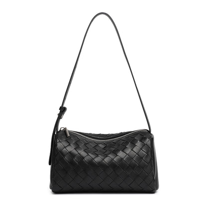 Minimalistische Baguette-Clutch aus gewebtem echtem Schafsleder  
