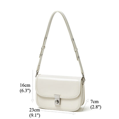 Vintage Sleek Plain Cowhide Genuine Leather Shoulder Messenger Bag