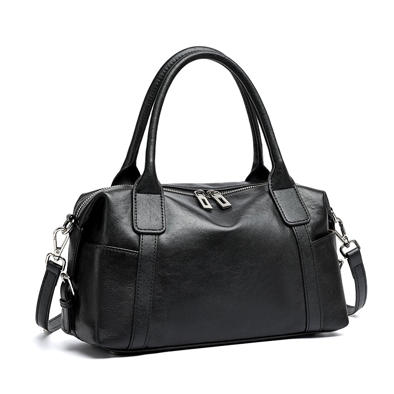 Effortless Genuine Leather Commuter Boston Clutch Bag