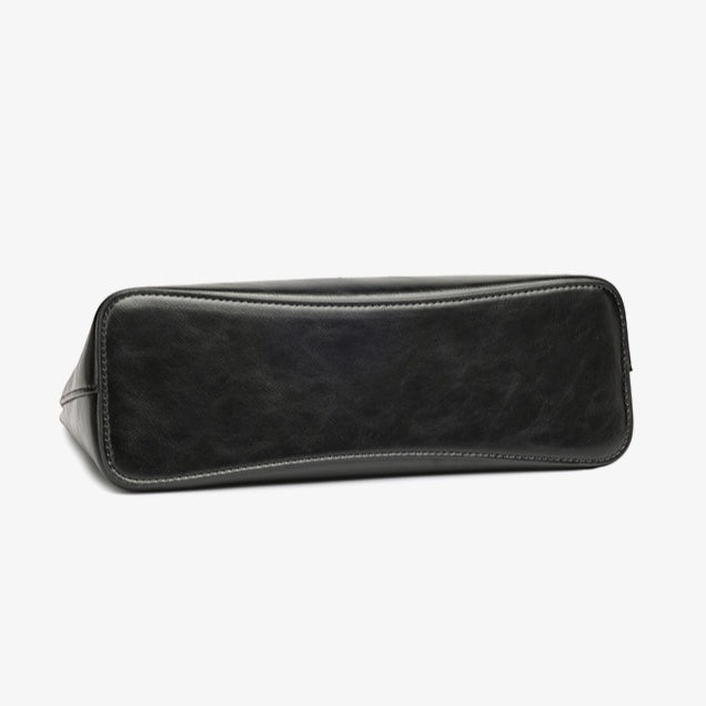 Classic Genuine Leather Underarm Bag with Metal Buckle