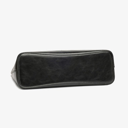 Classic Genuine Leather Underarm Bag with Metal Buckle
