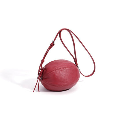 Modern Supple Genuine Sheepskin Leather Oval Rugby Clutch Bag