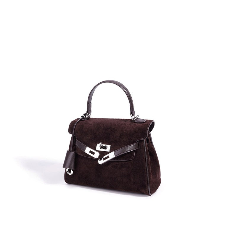 Retro Suede Genuine Leather Kelly Clutch Bag