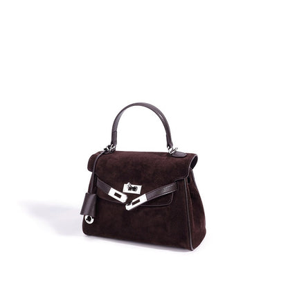 Retro Suede Genuine Leather Kelly Clutch Bag