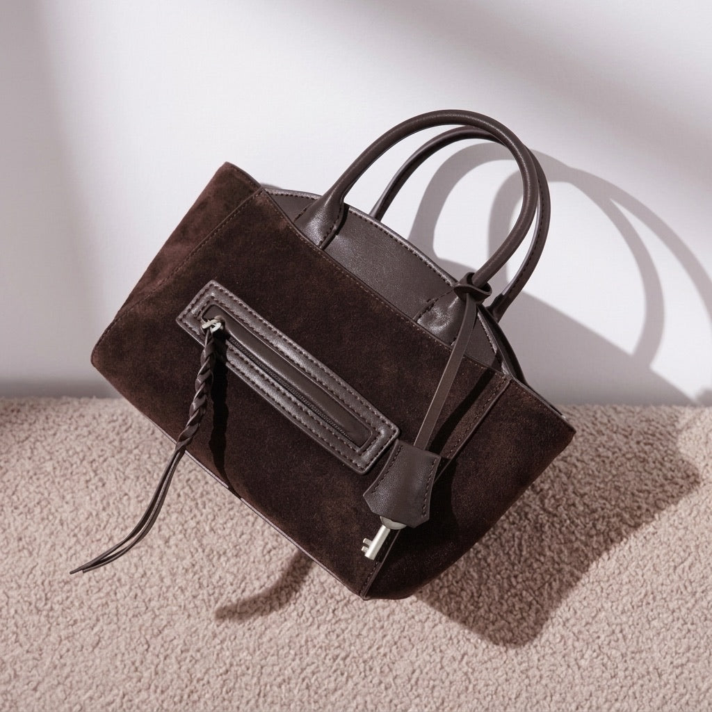 Muted Suede Genuine Leather Clutch Bag