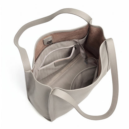 Supple Genuine Leather Spacious Tote Clutch Bag