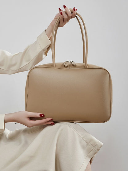 Women's Large Smooth Genuine Leather Bag - Versatile 2-Way Carry Office Work Tote