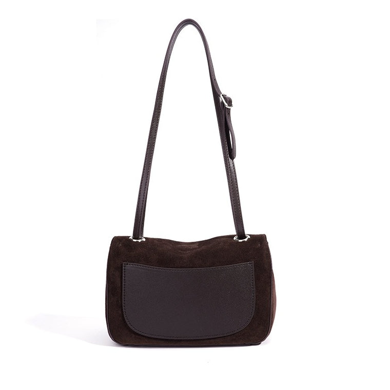 Elegant Suede Genuine Leather Flap Clutch Bag