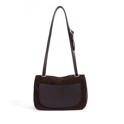 Elegant Suede Genuine Leather Flap Clutch Bag