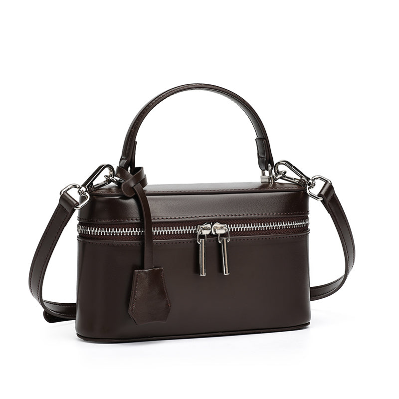 Bolso clutch cuadrado minimalista de cuero genuino