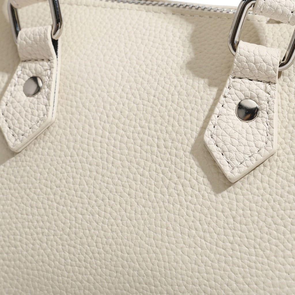 Geantă clutch retro luxoasă din piele autentică granulată, tip Boston