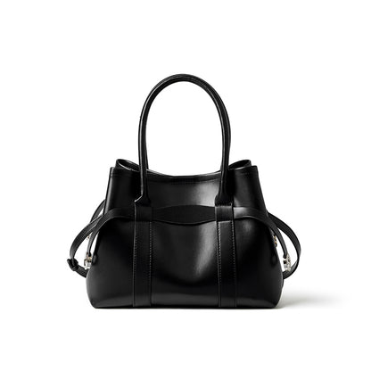 Ampia borsa tote a tracolla in pelle bovina semplice di lusso italiano