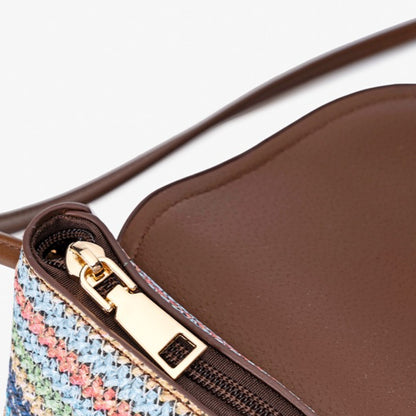Vibrant Vegan Eco-leather Rainbow Stripe Mini Crossbody Bag