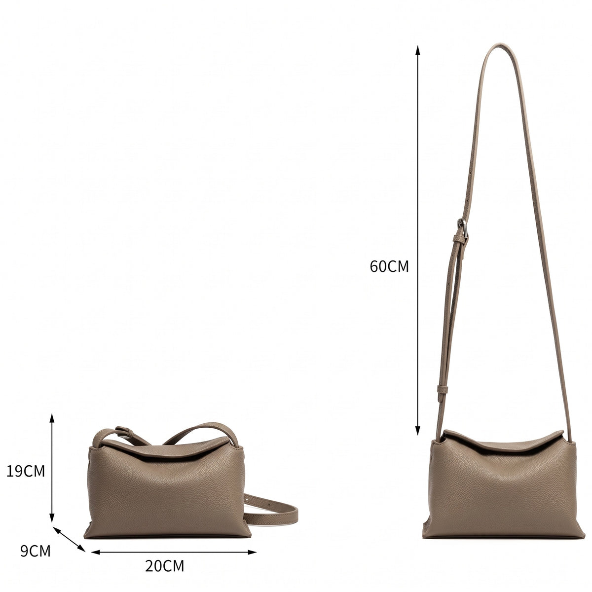 Borsa a tracolla di nicchia artigianale in vera pelle con chiusura magnetica nascosta