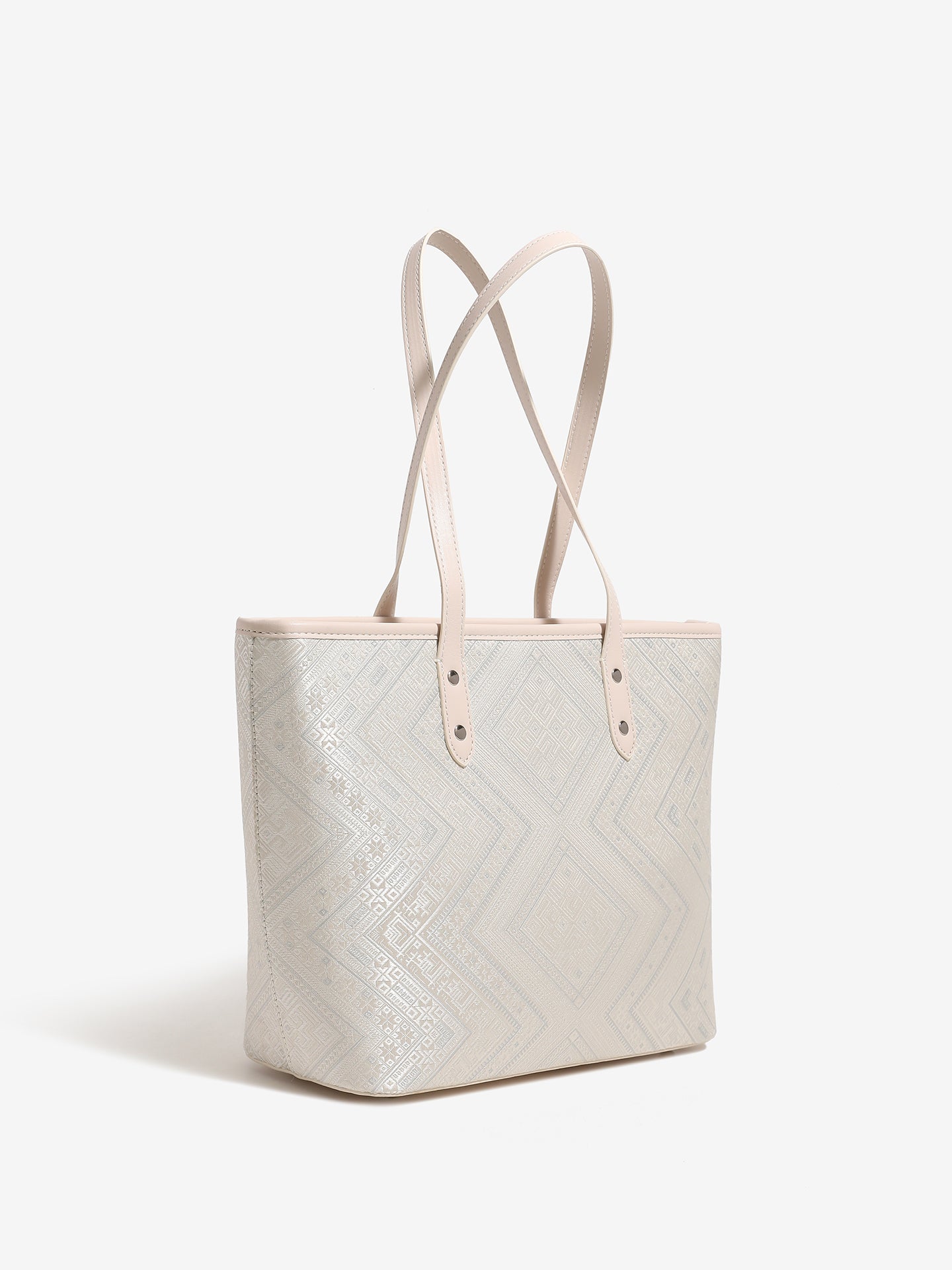 Refined Geometric Jacquard Vegan Eco-Leather Tote Clutch Bag