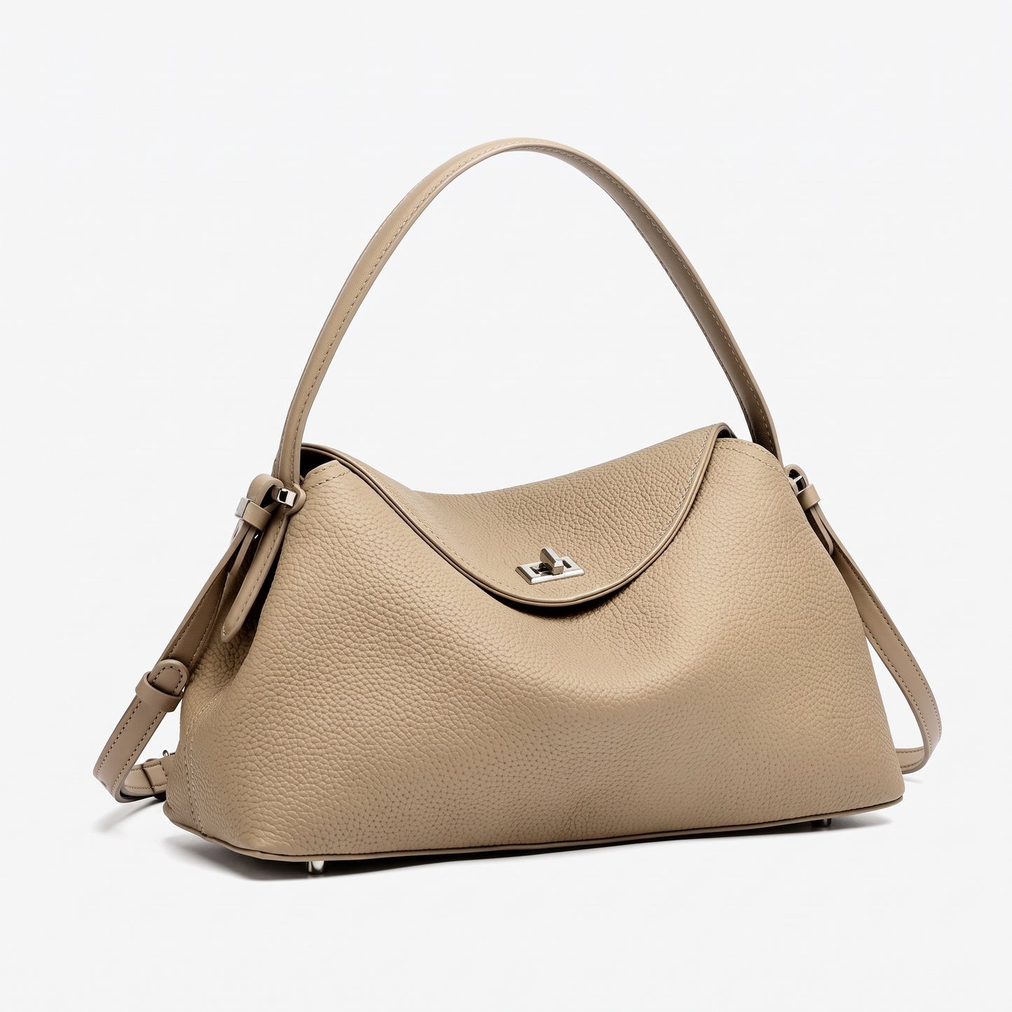 Slouchy Pebbled Genuine Leather Pillow Flip Clutch Bag