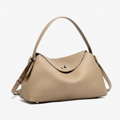 Slouchy Pebbled Genuine Leather Pillow Flip Clutch Bag