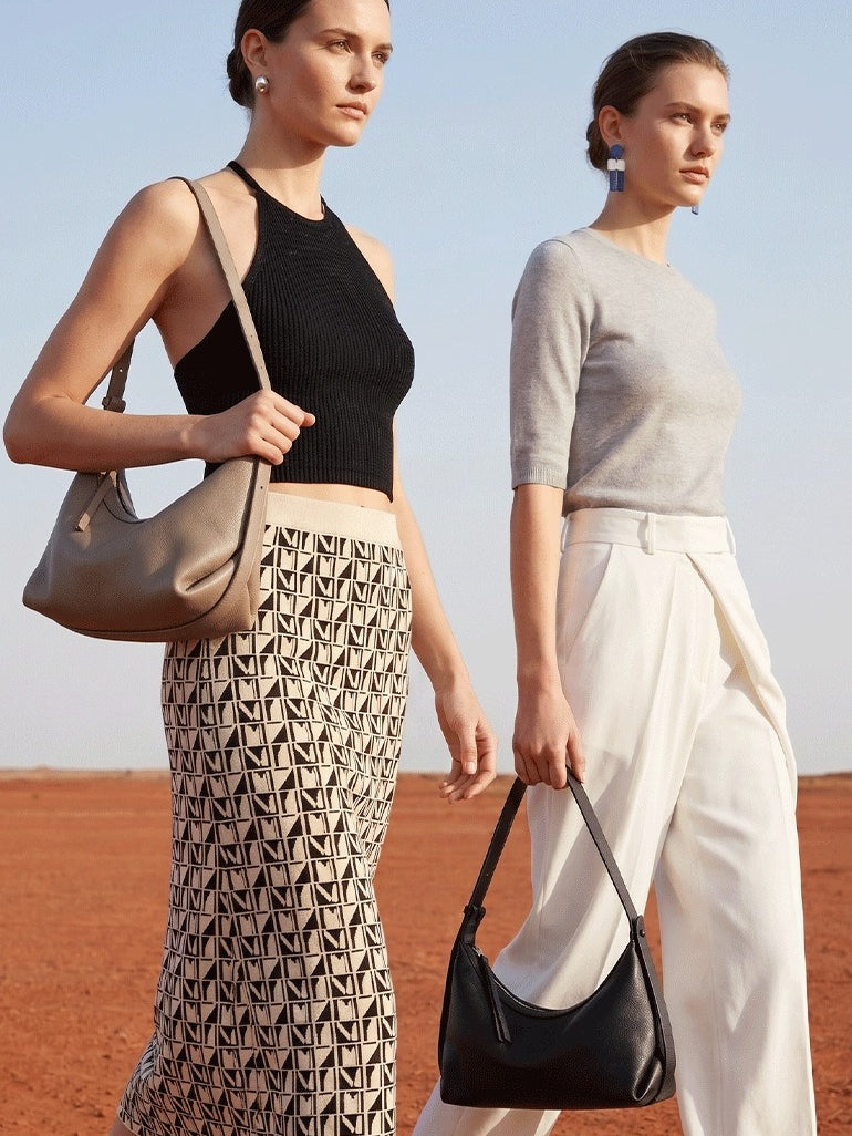 Casual Slouchy Pebbled Genuine Leather Hobo Clutch Bag