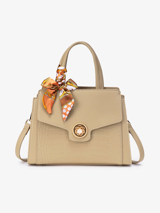 Sophisticated Croc Embossed Vegan Eco-Leather Satchel Clutch Bag